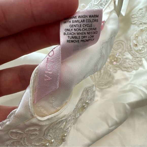 Y2K Victoria’s Secret white slip dress maxi mesh bust detail floral lace size L - Picture 9 of 11